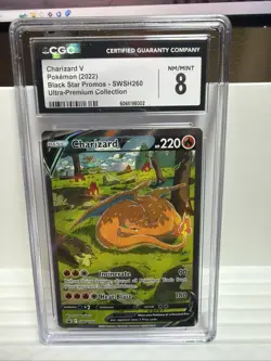Pokemon Promo Charizard v #SWSH260 CGC 8 Black Star - Image 1