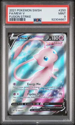 2021 POKEMON SWORD & SHIELD FUSION STRIKE #250 FULL ART/MEW V PSA 9 - Image 1