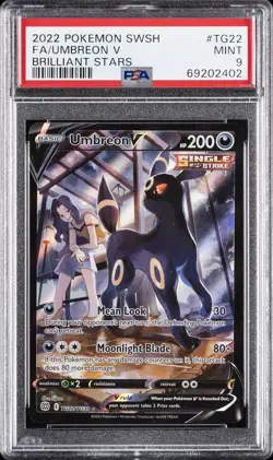 2022 POKEMON SWORD & SHIELD BRILLIANT STARS #TG22 FULL ART/UMBREON V PSA 9 - Image 1