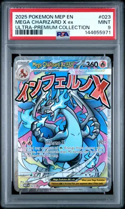2025 POKEMON MEP EN-ME BLACK STAR PROMO #023 MEGA CHARIZARD X EX PSA 9 - Image 1