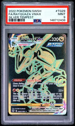 2022 POKEMON SWORD & SHIELD SILVER TEMPEST #TG29 FULL ART/RAYQUAZA VMAX PSA 9 - Image 1