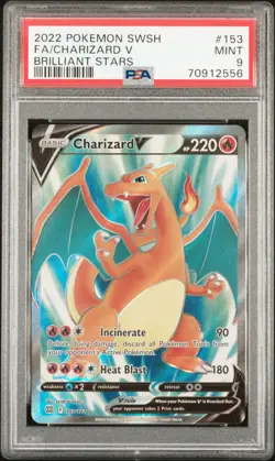 2022 POKEMON SWORD & SHIELD BRILLIANT STARS #153 FULL ART/CHARIZARD V PSA 9 - Image 1
