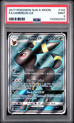 2017 POKEMON SUN & MOON #142 FULL ART/UMBREON GX PSA 9 - Image 1