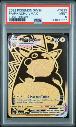 2022 POKEMON SWORD & SHIELD LOST ORIGIN #TG29 FULL ART/PIKACHU VMAX PSA 9 - Image 1