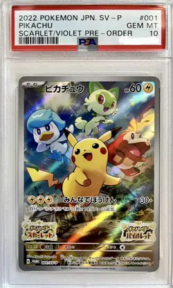PSA 10 Pikachu 001/SV-P Japanese Pokemon Card Scarlet & Violet Pre Order PROMO - Image 1