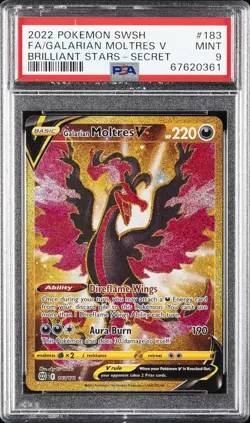 2022 POKEMON SWORD & SHIELD BRILLIANT STARS FULL ART/GALARIAN MOLTRES V PSA 9 - Image 1