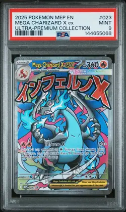 2025 POKEMON MEP EN-ME BLACK STAR PROMO #023 MEGA CHARIZARD X EX PSA 9 - Image 1