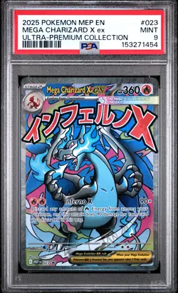 2025 POKEMON MEP EN-ME BLACK STAR PROMO #023 MEGA CHARIZARD X EX PSA 9 - Image 1