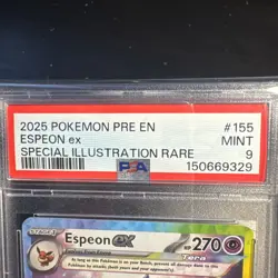 2025 Pokemon Prismatic Evolutions Espeon Ex SIR #155 PSA 9 - Image 4