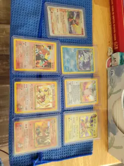 Lot Of 7 Vintage Damaged Pokemon Holo Cards, Blaine's Charizard! Jolteon! READ! - Image 1