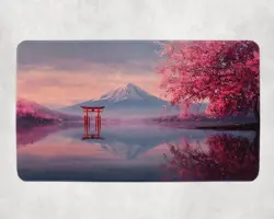 MTG Playmat | Mt. Fuji Cherry Blossom Themed Playmat | Unofficial MTG Playmat - Image 1