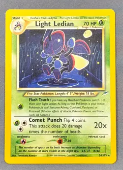 NM Unlimited Light Ledian 24/105 Rare Neo Destiny Pokemon Tomokazu Komiya - Image 1
