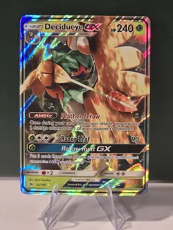 Decidueye GX 12/149 Ultra Rare Holo Sun & Moon Base Set Pokemon TCG Card LP - Image 1
