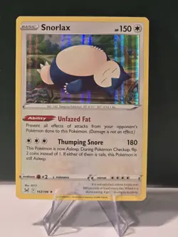 Snorlax 143/196 Holo Rare Sword & Shield Lost Origin Pokemon Card NM - Image 1