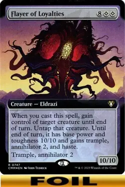 1x - Flayer of Loyalties - FOIL EXTENDED ART #747 - Commander Masters NM MTG - Image 1