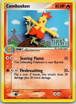 Combusken 31/100 Reverse Holo Uncommon Crystal Guardians Lightly Played - Image 1