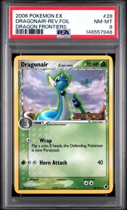 2006 POKEMON EX DRAGON FRONTIERS #28 DRAGONAIR-REVERSE FOIL PSA 8 - Image 1
