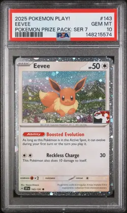 Pokemon Eevee 143/191 Prize Series Play Promo PSA 10 GEM MINT - Image 1
