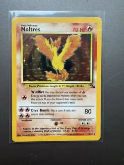 Pokemon TCG Moltres 12/62 Fossil Holo Rare Basic Wotc Card 1999 - Image 1