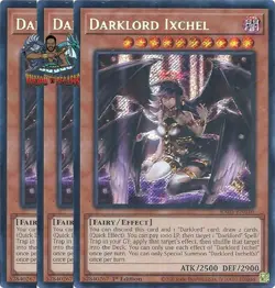 Yugioh! 3x Darklord Ixchel RA05-EN010 Secret Rare 1st Ed NM - Image 1