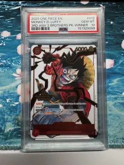 2025 One Piece 3rd Anniversary Winner 3 Brothers Monkey.D.Luffy ST01-012 PSA 10 - Image 1