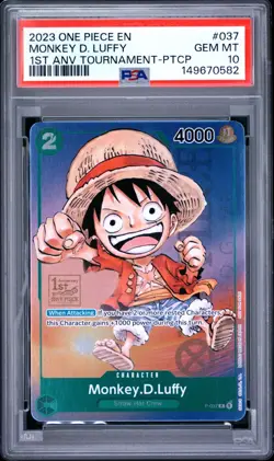 PSA 10 MONKEY D LUFFY P-037 1ST ANNIVERSARY TOURNAMENT ENGLISH ONE PIECE 😍 - Image 1