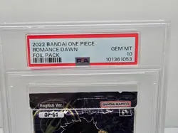 PSA 10 GEM MT One Piece English Ver. 2022 OP 01 ROMANCE DAWN FOIL PACK Card Game - Image 2