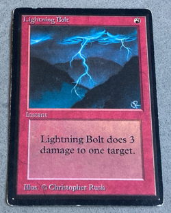 1993 vintage MAGIC THE GATHERING Lightning Bolt beta U CARD mtg POOR CONDITION - Image 1