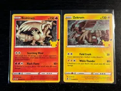 Zekrom & Reshiram Celebrations Holo Rare 2 Card Set NM Pokemon 25th Anniversary - Image 1