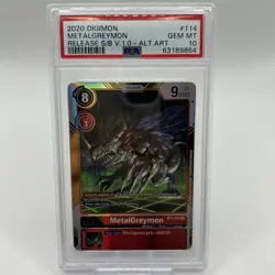 Digimon Card MetalGreymon BT1-114 SEC Parallel PSA 10 New Evolution TCG Mint - Image 1