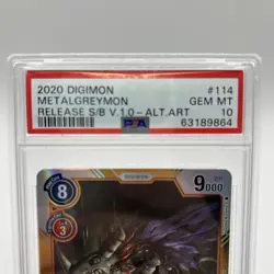 Digimon Card MetalGreymon BT1-114 SEC Parallel PSA 10 New Evolution TCG Mint - Image 2