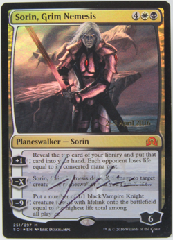 MTG Shadows over Innistrad Sorin, Grim Nemesis Foil Signed Eric Deschamps - Image 1
