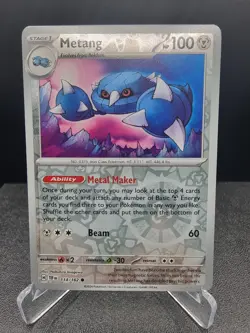 Pokemon Temporal Forces Metang 114/162 Reverse Holo - Image 1