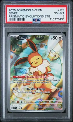 PSA 8 POKEMON 2025 SVP EN-SV BLACK STAR PROMO #173 EEVEE PRISMATIC EVOLUTIONS - Image 1