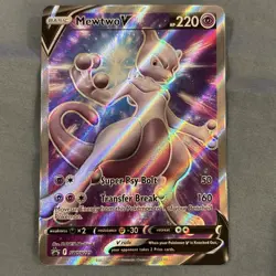 2022 Mewtwo v SWSH229 Full Art SWSH Black Star Promo Pokemon Card - Image 1