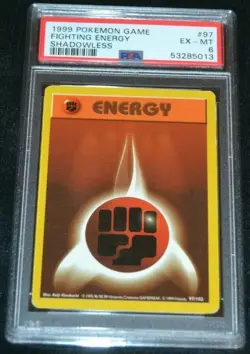 Shadowless Fighting Energy # 97/102 Base Set Pokemon Trading Cards PSA 6 EX-MT - Image 1