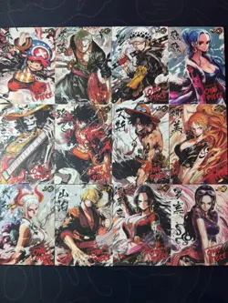 One Piece 12 x Collectible Character Anime Cards Luffy Shanks Chopper Ink Style - Image 1