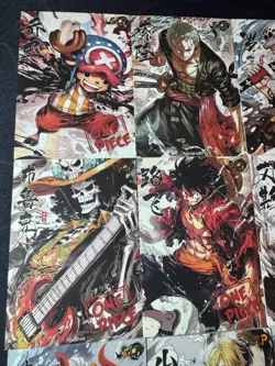 One Piece 12 x Collectible Character Anime Cards Luffy Shanks Chopper Ink Style - Image 2