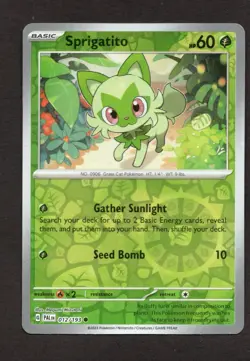 Sprigatito 012/193 Pokemon Paldea Evolved SV02 Reverse Holo Common Card LP - Image 1