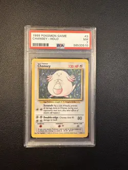 1999 Pokemon Base Set Unlimited Chansey Holo Rare 3/102 PSA 7 NM - Image 1