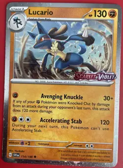 Pokemon Lucario 114/198 - Scarlet & Violet Premium Collection Promo (Stamped) - Image 1