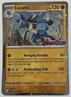 Pokemon Lucario 114/198 STAMPED Premium Collection Promo SV Scarlet Violet TCG - Image 1