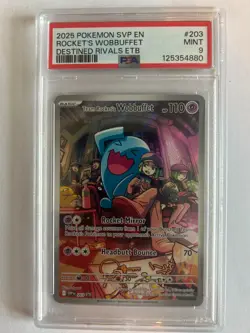 2025 POKEMON SVP EN-SV BLACK STAR PROMO #203 TEAM ROCKET'S WOBBUFFET PSA 9 - Image 1