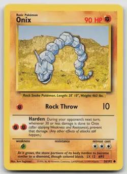 Onix 56/102 Base Set Unlimited Pokemon LP Common - Image 1