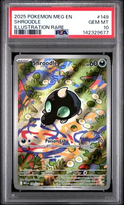 2025 Pokemon Meg En-Mega Evolution #149 Shroodle Illustration Rare PSA 10 - Image 1