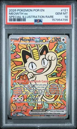 2026 POKEMON POR EN-PERFECT ORDER SPECIAL ILLUSTRATION RARE MEOWTH EX PSA 10 - Image 1