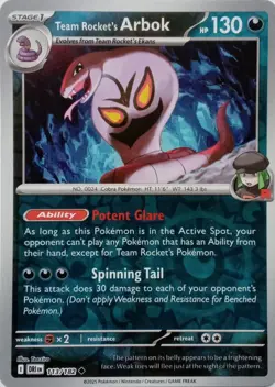 113/182 TEAM ROCKET'S ARBOK REVERSE HOLO DESTINED RIVALS POKEMON CARD - Image 1