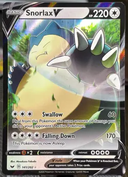 Snorlax V 141/202 Sword & Shield Ultra Rare Holo Pokemon Card - Image 1