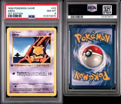 1999 POKEMON GAME #43 ABRA 1ST EDITION SHADOWLESS BASE SET PSA 8 - Image 3