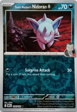 114/182 TEAM ROCKET'S NIDORAN F REVERSE HOLO DESTINED RIVALS POKEMON CARD - Image 1